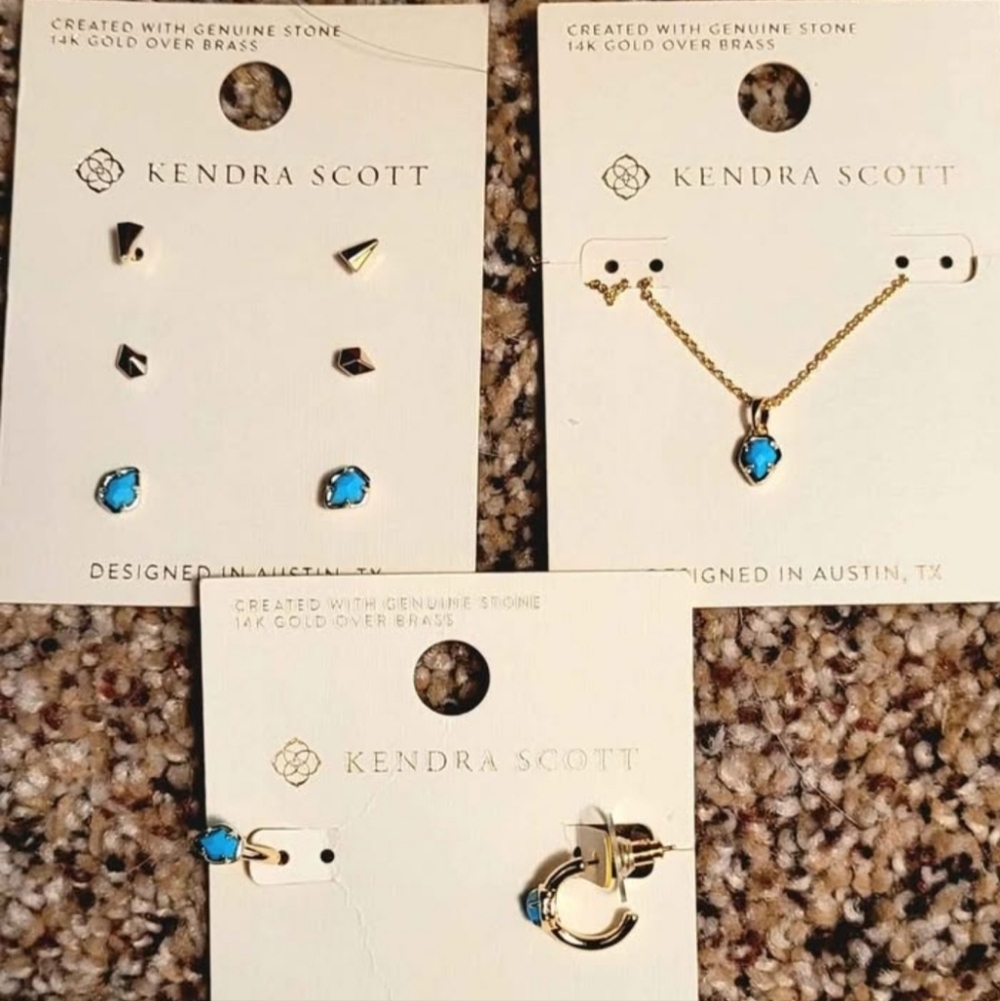 Kendra Scott Gold and Turquoise Earring Set